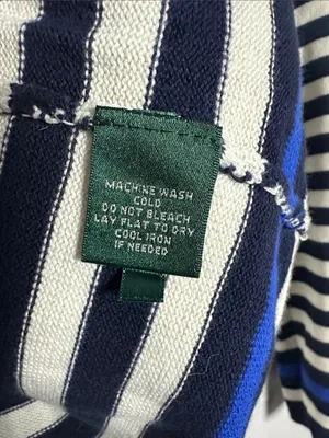 Ralph Lauren Blue Striped Half Zip Sweater Crest Logo Preppy Nautical Medium thumbnail 7