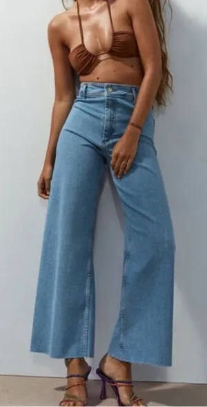 Zara The Marine Straight High Rise Wide Leg Jeans thumbnail 1