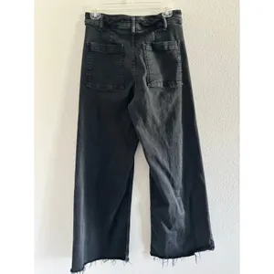 Zara The Marine Straight Leg Jeans Womens 8 Black Wash Denim High‎ Rise Raw Hem thumbnail 3