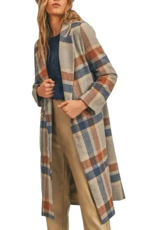 SAGE The Label All the Way Plaid Coat size Large thumbnail 1