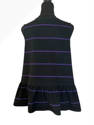 Anthropologie Black Sleeveless Peplum Top with Purple Stripe thumbnail 2