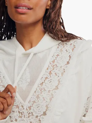 Free People Movement Studio Tunic Lace Trim Hooded Sweatshirt thumbnail 4