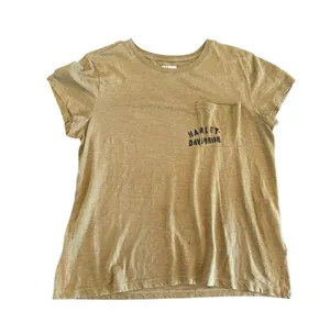 Harley Davidson Women’s Large T Shirt Olive Tour Of Duty Pocket Relaxed Fit Tee thumbnail 3