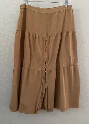 Tan Tiered Skirt Large Cottagecore Western Cowgirl‎ Fairycore Summer Peasant thumbnail 1