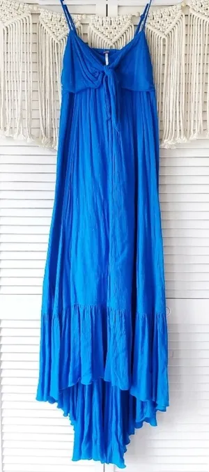 Free People Totally Tubular Open Back Cutout Maxi Dress - Mosaic Blue thumbnail 1