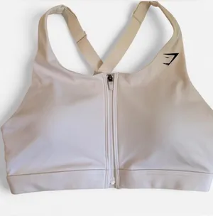 Gymshark Zip Front Sports Bra White Size S Medium Support Athletic Top thumbnail 1