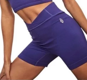 NWT FP Movement Free Throw Shorts S Small Outerspace Blue Crossover Ribbed $40 thumbnail 1