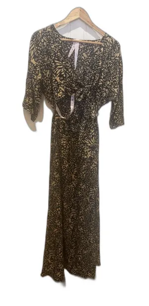 BALTIC BORN Morlana Maxi Dress | Black + Tan Print SIZE S thumbnail 1