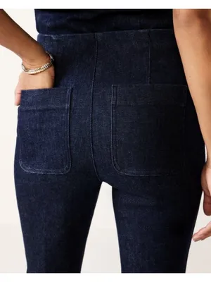 Spanx EveryWear Zero Waistband Micro Flare Jeans Raw Indigo High-Rise Seamed XS thumbnail 5