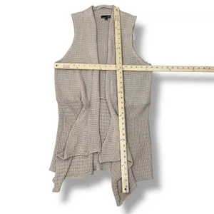 RXB Boho Open‎ Waterfall Long Cardigan Sweater Vest Tan Large Cotton thumbnail 11