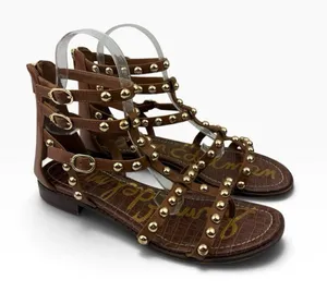 -Sam Edelman Estella Studded Flat Gladiator Sandal Womens 11 Brown Festival Flat thumbnail 1