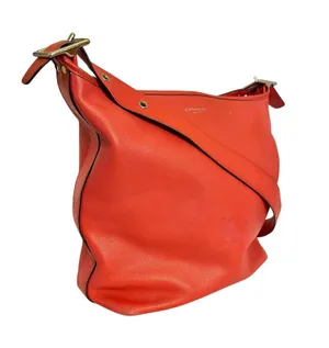 Coach Legacy Carnelian Leather Duffel #19889 - Coral Red Bucket Shoulder Bag thumbnail 10