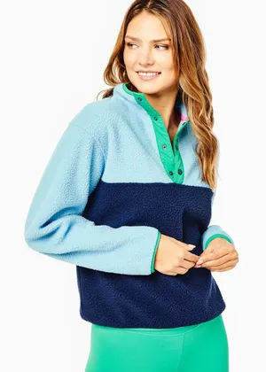 Addison Bay Blue Colorblock Pinehurst Fleece Sweatshirt Gorpcore Womens Small thumbnail 1