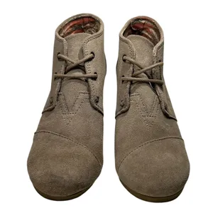 TOMS Womens Desert Wedge Taupe Suede Lace Up Ankle Booties Size 8 thumbnail 4