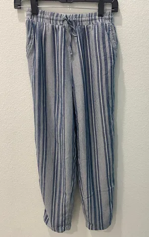 American Eagle Linen Blue Striped Pants Size Xs thumbnail 1