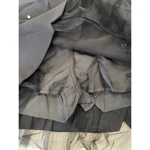 Commense Party Black Beaded Tulle Trim A Line Mini Skirt Built in Shorts NWT M thumbnail 3