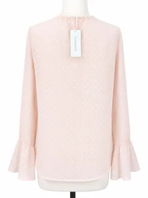 Lucy Paris Blouse S NWT Swiss Polka Dot Sheer Pink Romantic Coquette thumbnail 4
