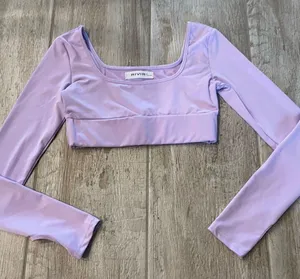 Square Neck Cropped Long Sleeve Workout Top thumbnail 7