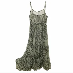 AKIRA Olive Sage Printed Spaghetti-Strap Maxi Dress thumbnail 5