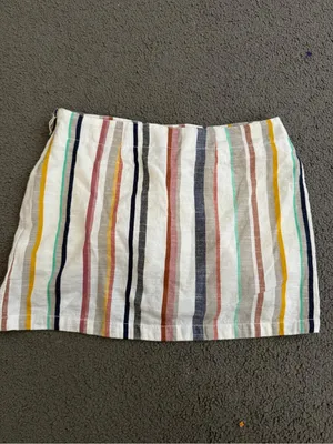 Free People White Mini Skirt with Multicolor Vertical Stripes thumbnail 5