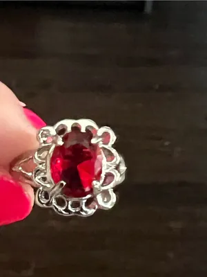 Women’s Titanium Steel Silver w/ Dazzling Gemstone Size 6 Red thumbnail 4