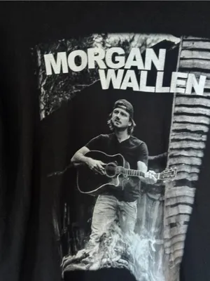 Morgan Wallen concert tour graphic tee guitar acoustic b&w short sleeve tshirt thumbnail 2