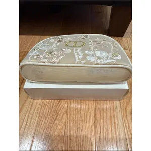 Christian Dior limited edition mesh embroidered floral top zip makeup bag case NIB thumbnail 2