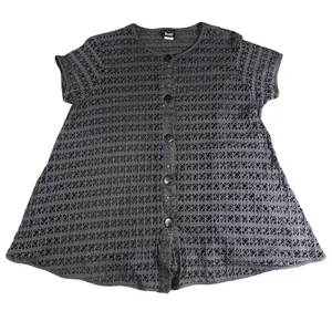 Dottie Couture Black Cotton Eyelet Button Front Swim Cover Up Size Large thumbnail 1