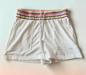 LOU & GREY White Terry Rainbow Waistband Shorts Size XL thumbnail 1