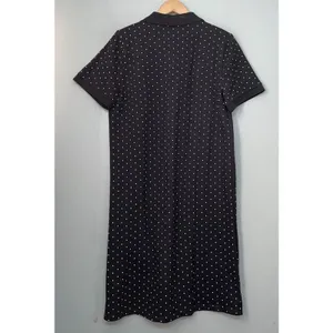Appleseeds Size Medium Black White Polka Dot Polo Shirt Dress Tennis Prep Sporty thumbnail 4