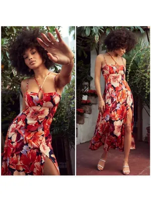 Lulu’s Boldest Blooms Strappy Floral Midi Dress Small thumbnail 2