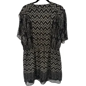 Free People Love Your Chaos Mini Tunic Dress Black Metallic Size Medium Boho thumbnail 5