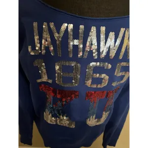 E5 College Classics KU University Of Kansas Jayhawks Sequin Sweatshirt Large thumbnail 2