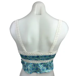 For Love & Lemons Alana Floral Print Lace Strap Cami Camisole Crop Top Size XXS thumbnail 7