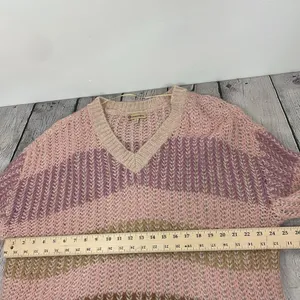 Democracy Chunky Knit V Neck Striped Relaxed Fit Sweater Pullover size XL thumbnail 11