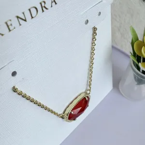 Kendra Scott Elisa Gold Pendant Necklace in Gold/Berry Glass thumbnail 3