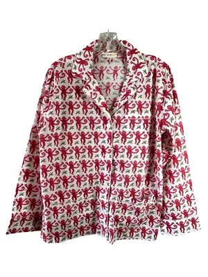 Roller Rabbit Pink Monkey Print Cotton Pajama Set Size S Button Front thumbnail 4