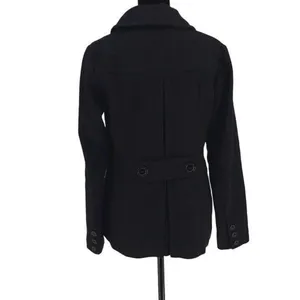 Banana Republic Womens Double Breasted Notch Collar Wool Blend Peacoat Black XS thumbnail 5