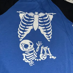 Ekouaer Maternity blue Halloween skeleton baby shirt size large thumbnail 2