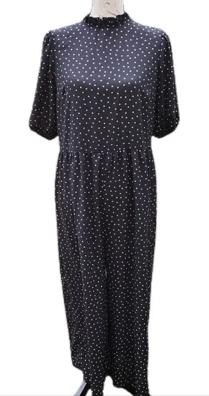 ASOS Women's short sleeve‎ mock neck oversized jumpsuit black pink dots size 6 thumbnail 1