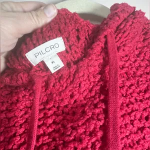 Anthropologie Pilcro Sailcloth Hooded Cropped Sweater Sz XL Loose Knit thumbnail 6