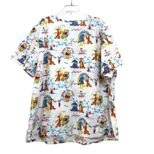 Disney Winnie the Pooh Dental Scrub Top 4XL White Cotton V-Neck D7137Z thumbnail 2