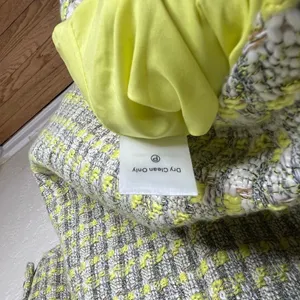 Tuckernuck Yellow and Gray‎ Plaid Tweed V-Neck Mini Dress Long Sleeve Size S thumbnail 4