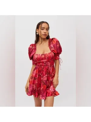For Love and Lemons Alia Mini Dress in Red size XS thumbnail 3