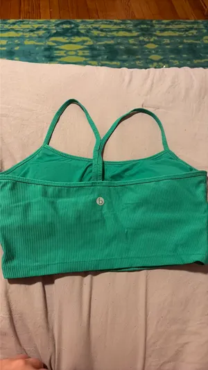 Ribbed Green Sport Top with built in bra thumbnail 2