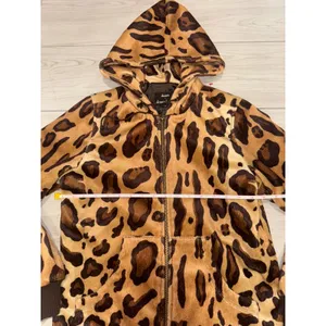 Dennis by Dennis Basso Leopard Faux Fur Zip Up Hoodie Jacket XS Animal Print thumbnail 3