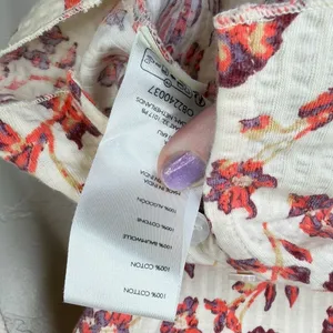 NEW Free People Tilly Tea Combo Ivory Floral Button Front Cotton Long Sleeve Top thumbnail 9