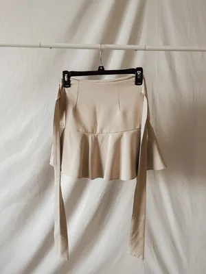 ZARA Tan Belted Tie Mini Skirt thumbnail 2