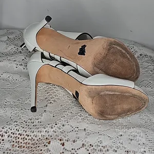 Modern Vice Rio white open toe strappy zip up back stiletto heels sz 8.5 thumbnail 8