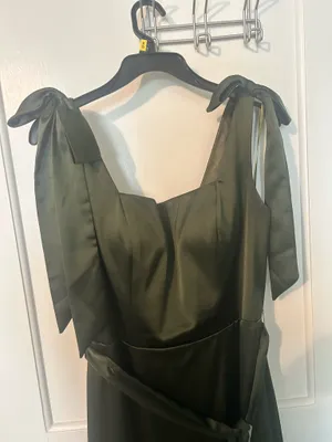 Revelry Green Satin Bridesmaid dress thumbnail 2